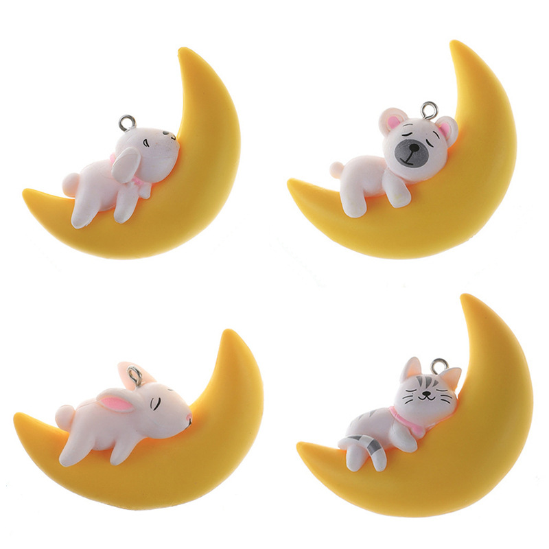 Aquarium Planet - ตุ๊กตาตู้ปลาตู้ปลาขนาดเล็กแบบแขวนตกแต่งตัวการ์ตูนน่ารัก PVC ลอยได้รูปพระจันทร์และสุนัขสุดสร้างสรรค์