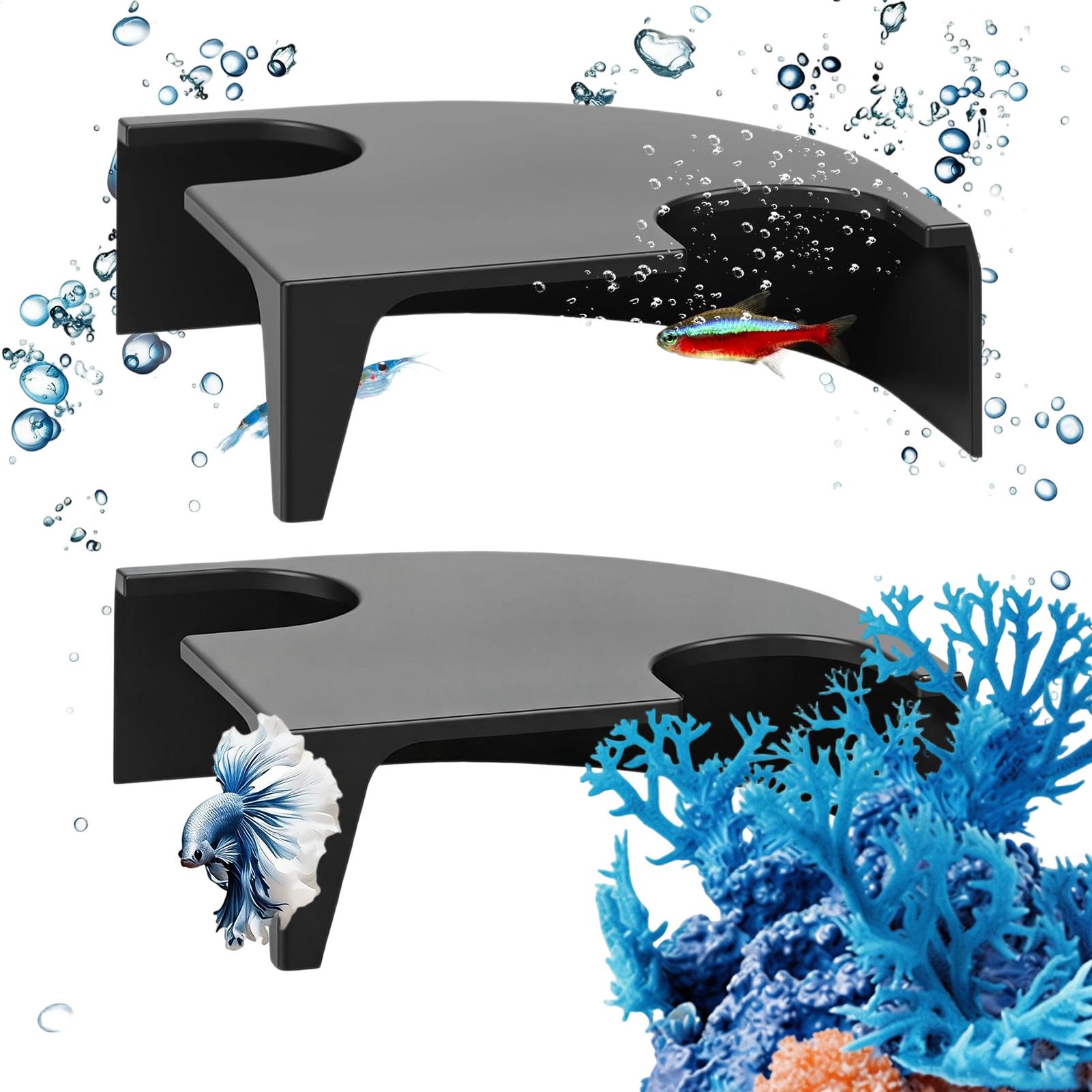 Non Planted Aquarium Fish - ถ้ำปลาสำหรับตกแต่งตู้ปลา แบบเปิดสองด้าน กันลื่น ที่อยู่อาศัย 2 ชิ้น