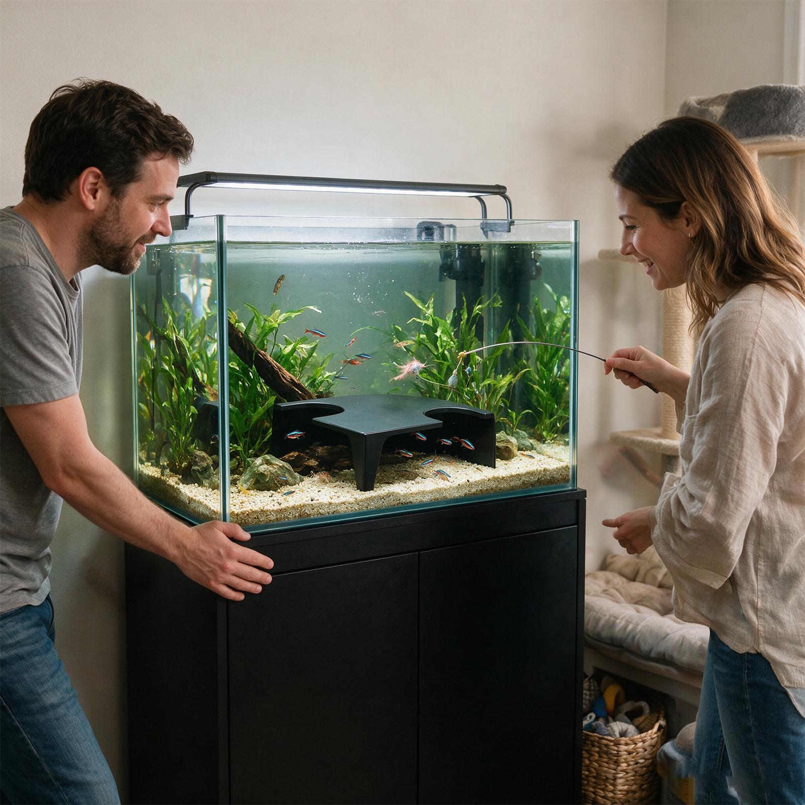 Non Planted Aquarium Fish - อุโมงค์ตกแต่งตู้ปลาแบบมุมโค้ง ขนาดเล็ก เปิดได้สองด้าน กันลื่น 2 ชิ้น
