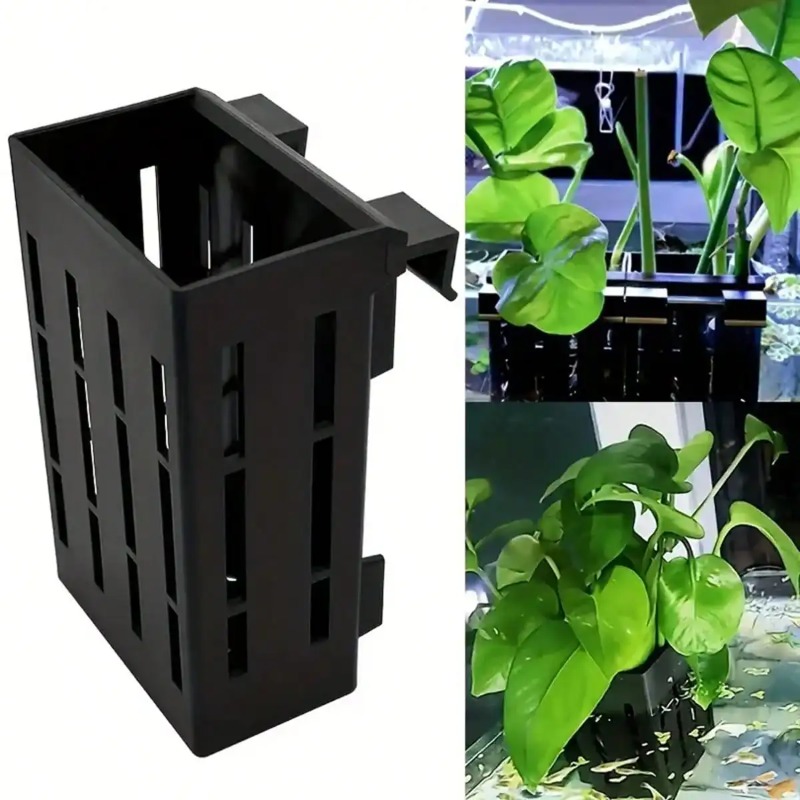 Aquarium Plants Book - ตะกร้าพลาสติกสีดำสำหรับยึดต้นไม้ในตู้ปลา พร้อมคลิปหนีบสำหรับติดตั้งต้นไม้น้ำในตู้ปลา ติดตั้งง่ายและมั่นคง