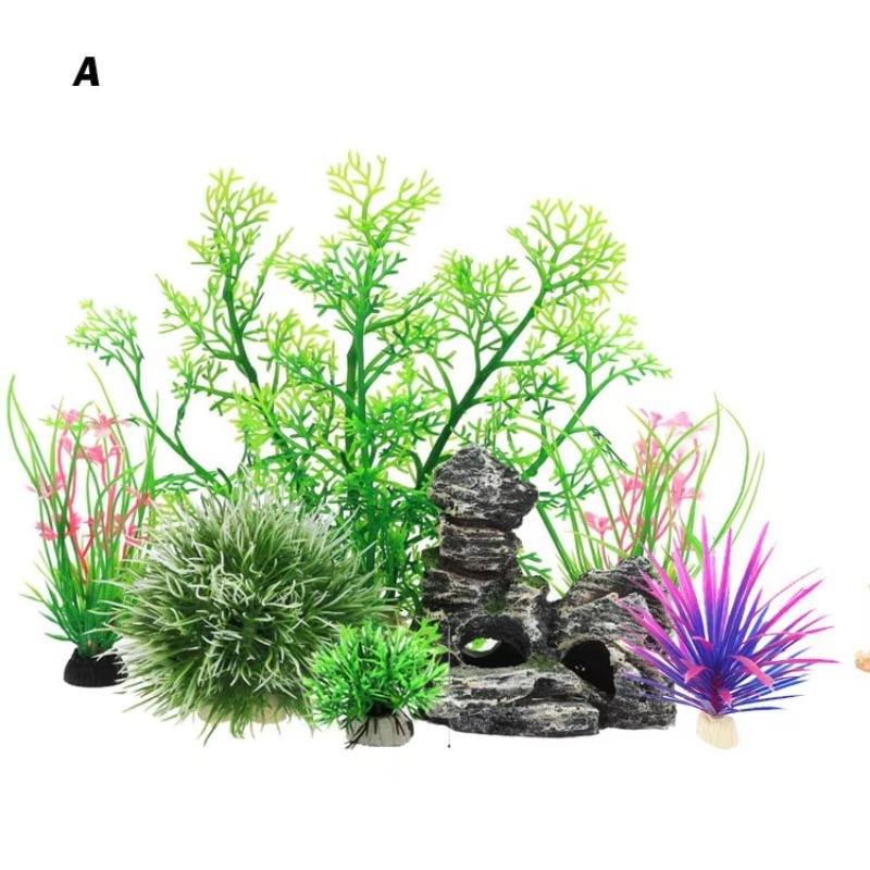 Aquarium Plants For Sale - ของตกแต่งตู้ปลาพลาสติกจำลองรูปทรงปลาและหิน จำนวน 10 ชิ้น ขายดี สินค้ามาใหม่