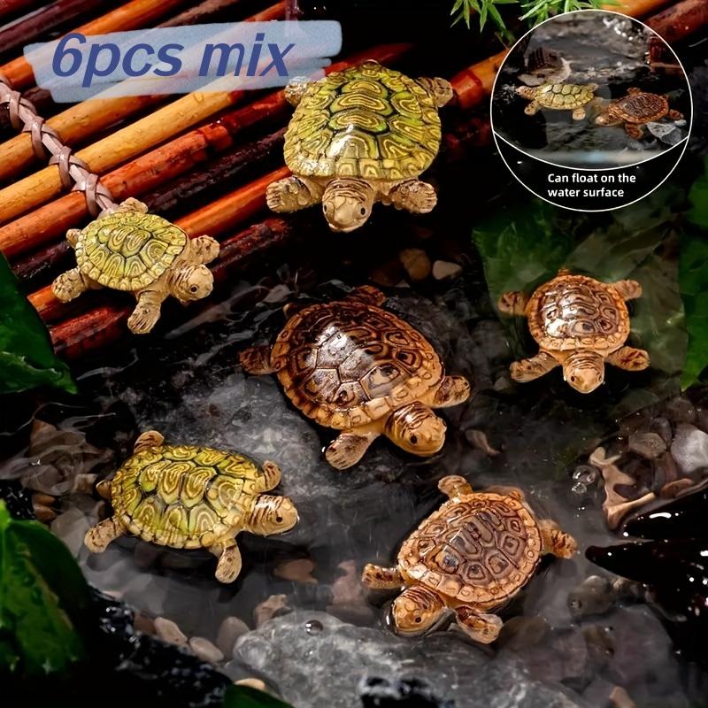 Aquarium Planting Ideas - รูปปั้นเต่าขนาดเล็ก 6 ตัวสำหรับตกแต่งตู้ปลา ภูมิทัศน์ขนาดจิ๋ว บอนไซ และสวนกลางแจ้ง