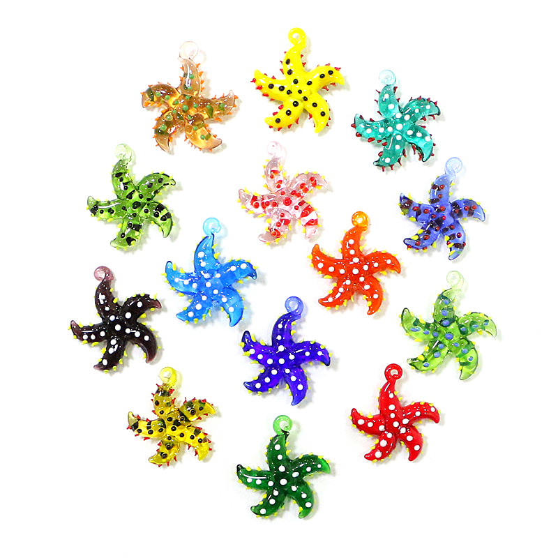 Aquarium Planet - ที่กําหนดเองน่ารักปลาดาว Miniature Figurine Charm จี้แก้วที่มีสีสัน Tiny