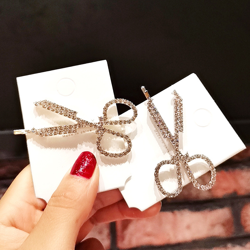 Trimming Scissor Set - ใหม่แฟชั่นกรรไกรเจาะเต็มรูปแบบRhinestoneคลิปด้านข้างDuckbillคลิปHairpin Barrettesผู้หญิงสาวผมอุปกรณ์เสริมHeadwear