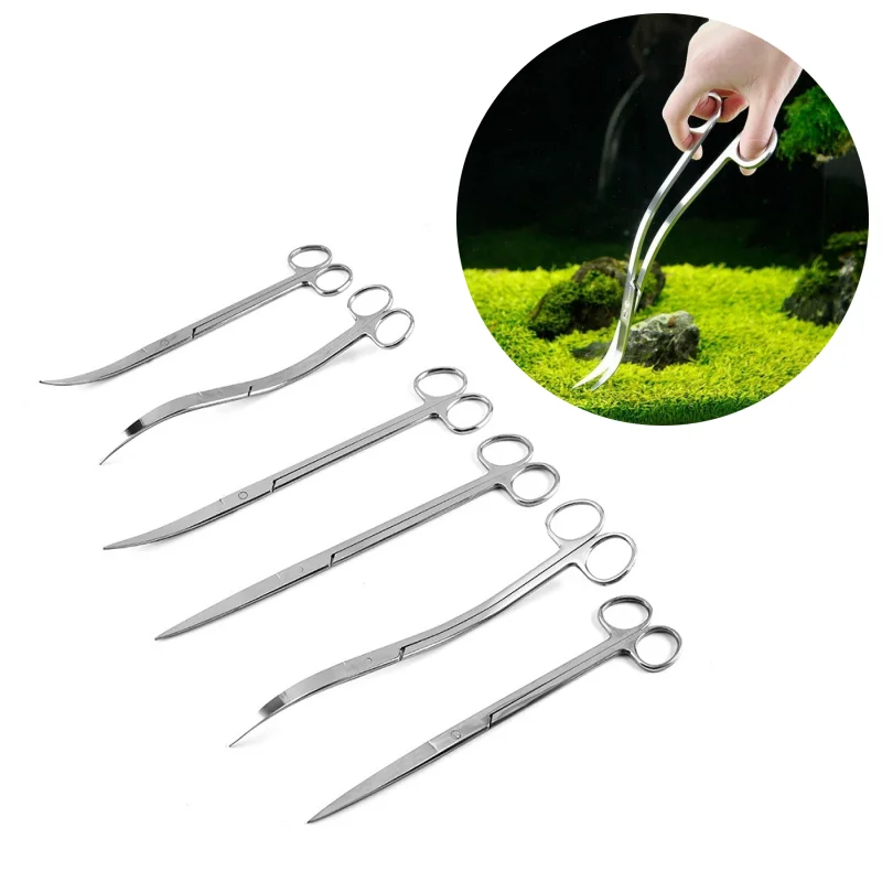 Planted Aquarium Maintenance Kit - Aquarium กรรไกรเครื่องมือถังปลาแหนบพืช Wave กรรไกรหญ้าสแตนเลสเครื่องมือทําความสะอาดผู้ถือ Aquarium อุปกรณ์เสริม
