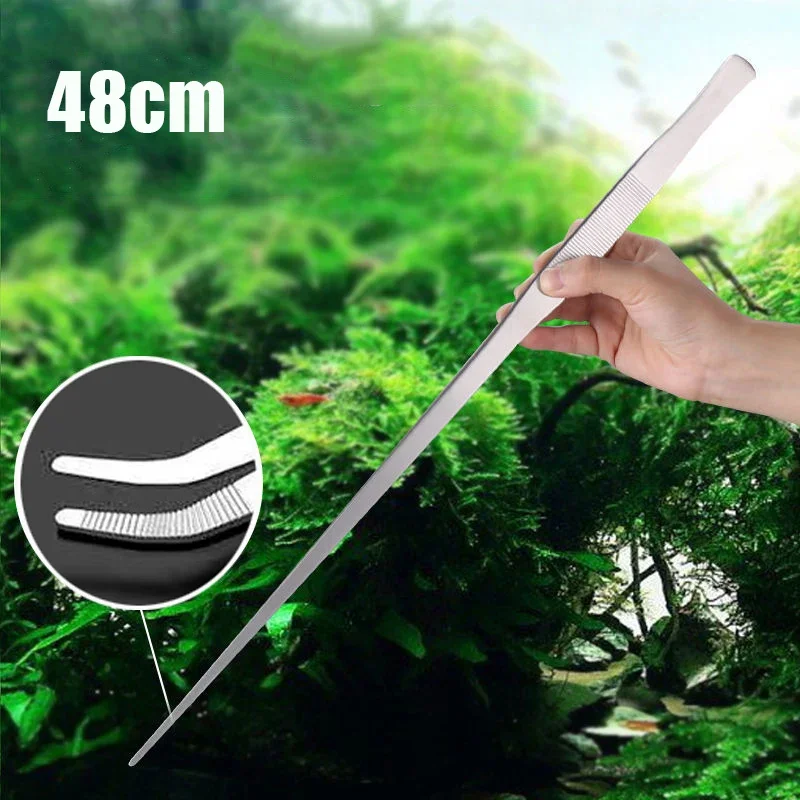 Planted Aquarium Maintenance Kit - 48 ซม.สแตนเลสสตีลแหนบถังปลาน้ําพืช Aqaurium เครื่องมือน้ําคีมโค้งนกสัตว์เลื้อยคลาน Feeding แหนบ