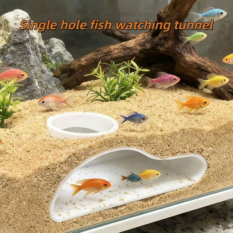 Aquarium Plant Live - อุโมงค์ปลาสำหรับซ่อนตัวในตู้ปลา | ของตกแต่งรูปทรงโค้งตามธรรมชาติสำหรับปลากัด ปลากูปี้ และปลาเบตล์เลนโนส เพลโคส