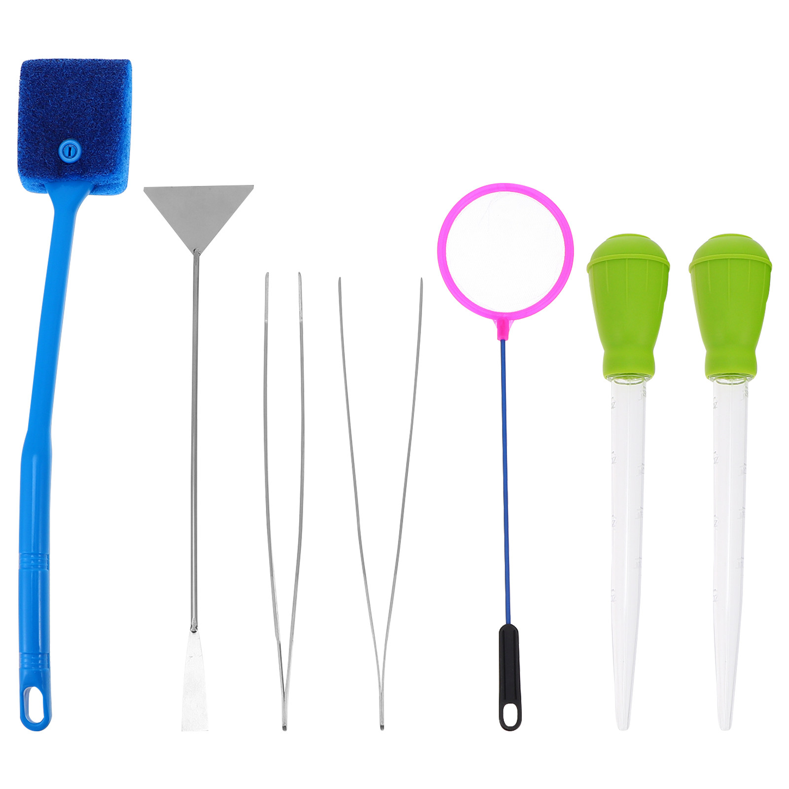 Planted Aquarium Cleaning Kit - ชุดเครื่องมือทำความสะอาดตู้ปลา 7 ชิ้น ทำจากสแตนเลส ประกอบด้วยกรรไกร แหนบ