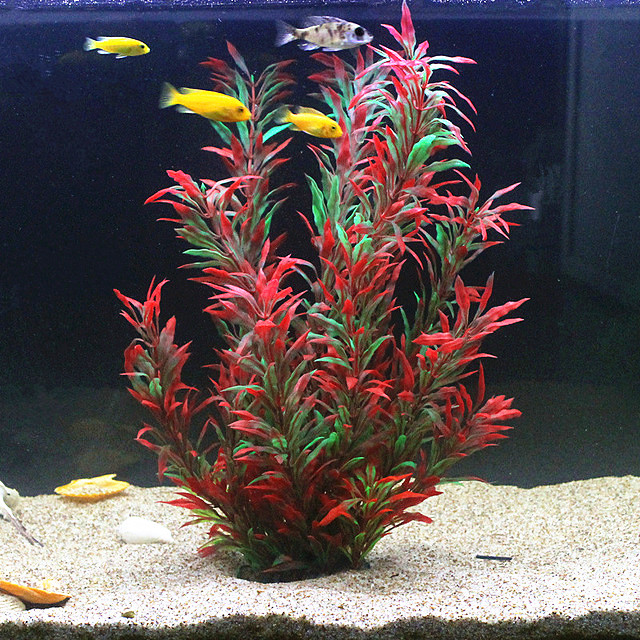 Aquarium Plants Book - 50 ซม.ถังปลาประดิษฐ์พืชหายากAquariumปลอมไม้ไผ่น้ําหญ้าพลาสติกสีม่วงสีเขียวหญ้าน้ําภูมิทัศน์Decor